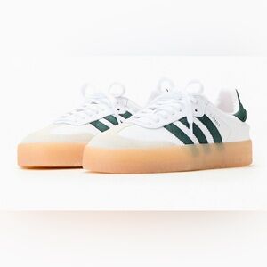 Adidas Samba White and Dark Green Shoes